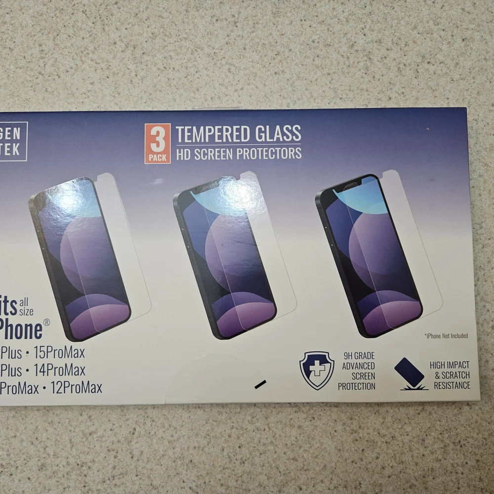 Gen Tek 3 Pack Tempered Glass HD Screen Protectors for iPhone